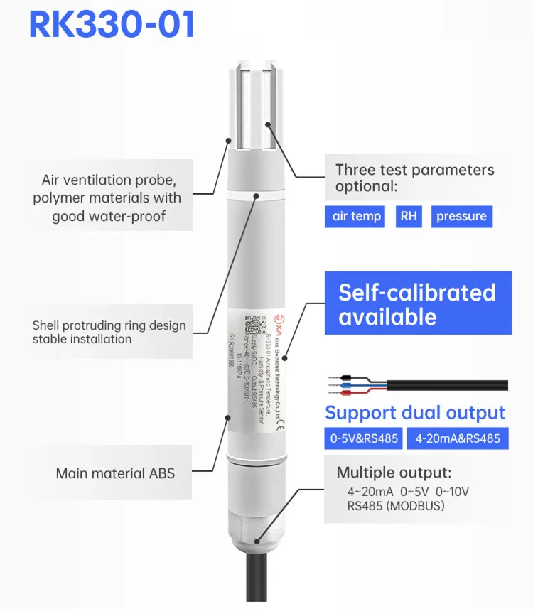 Rk330-01 Outside Online Air Temperature Humidity Sensor Rs485 Output With  Solar Radiation Shield - Buy Air Temperature Humidity Sensor,Outside Air