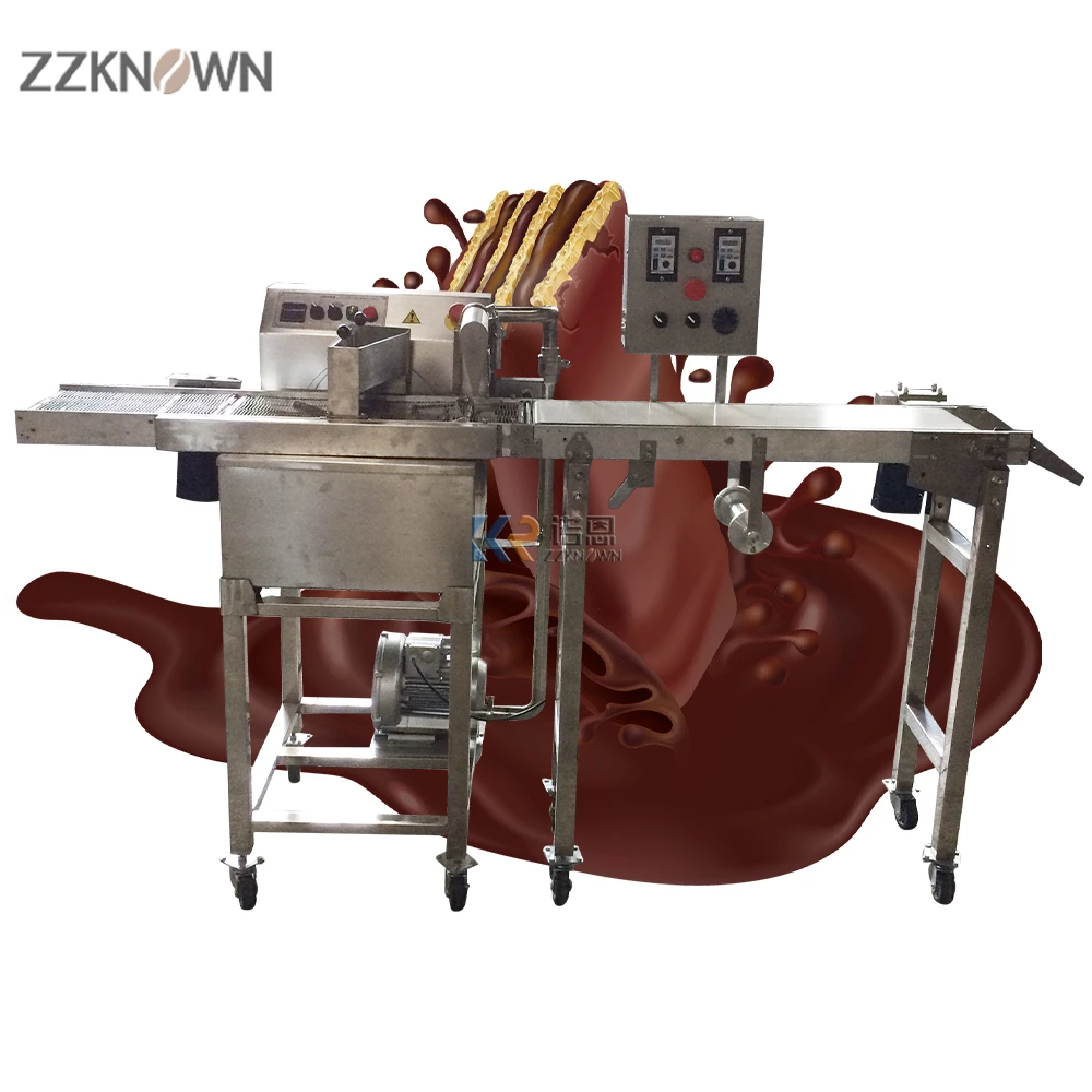 8 кг автоматическая машина для нанесения шоколадного покрытия печенья коммерческая с конвейером