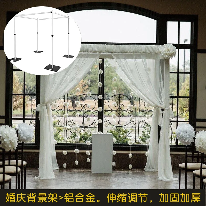 BJ230247 10FT Canopy Square Backdrop Frame Adjustable Pipe and Drape Backdrop Kit for Event Wedding Mandaps