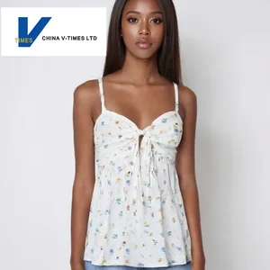 Women's Summer Floral Tie Strap Camisole New Style Short Chiffon Top