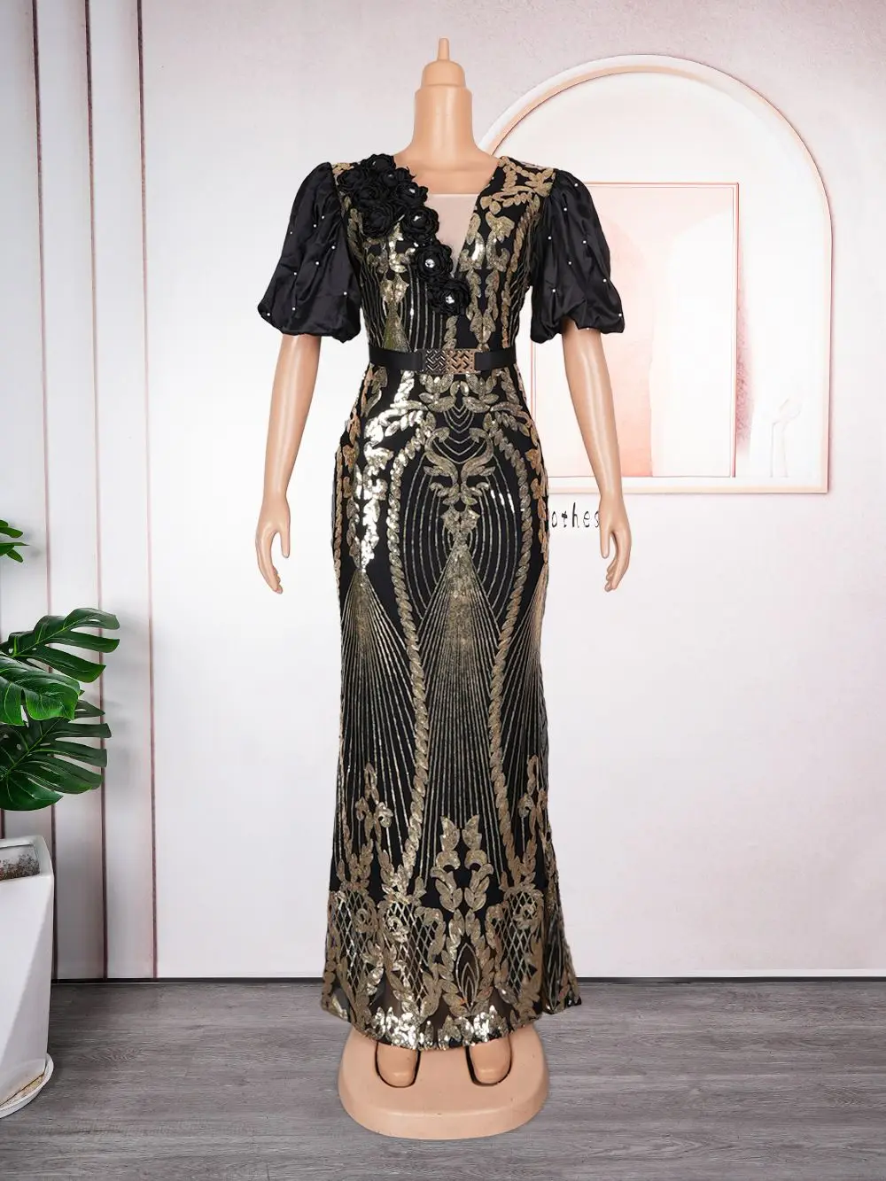 Custom New Fashion Turkish Party Dress for Women Sequin Embroidery African  Evening Dress