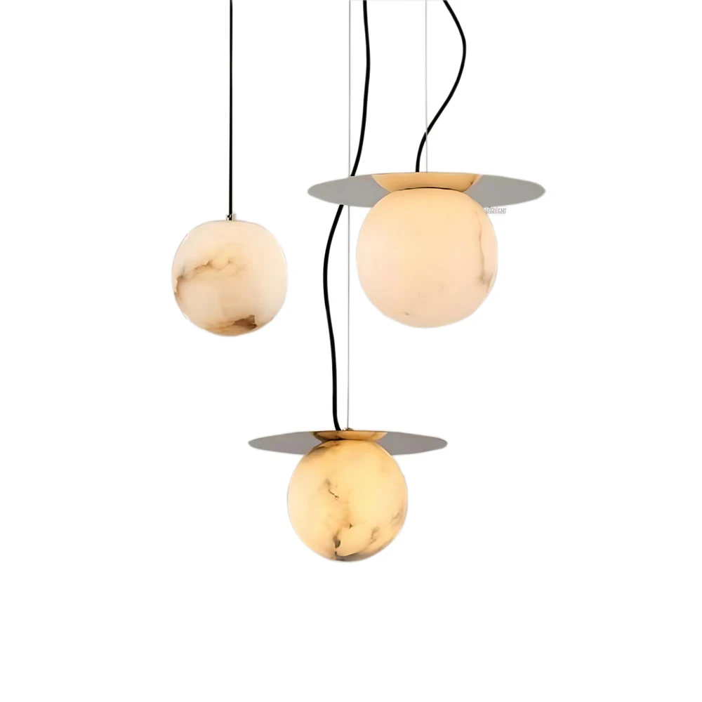 Modern The Moon And Satellites Pendant Lights Luxury Brass Ball Alabaster Chandeliers & Pendant Lights Ceiling Hanging Lights
