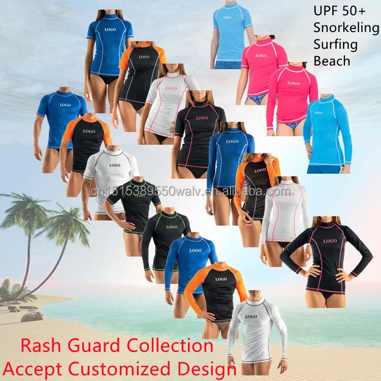 Upf 50+ Women Surfing Rash Guard Custom Logo Compression Shirt Long