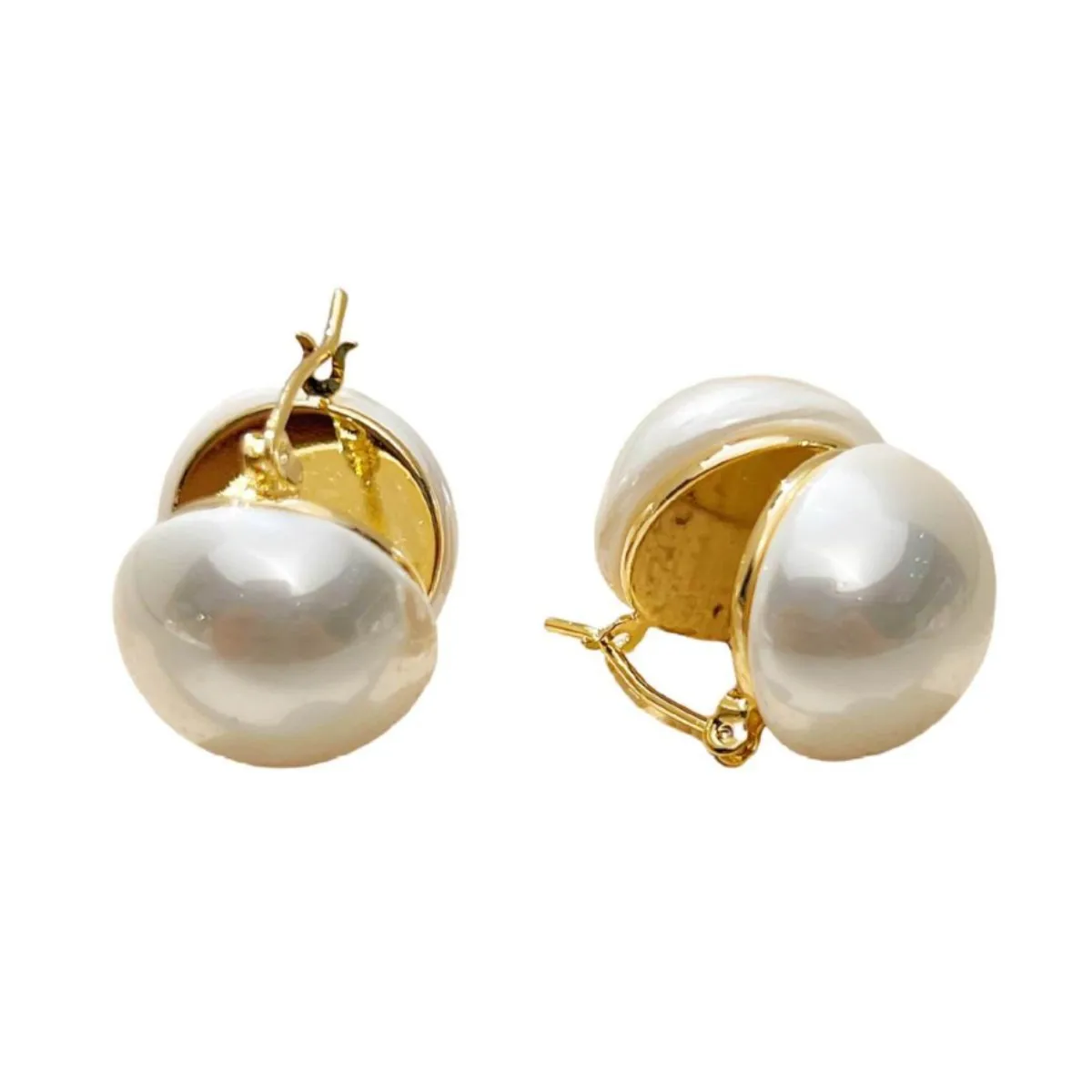 Simple Geometric Pearl Stud Earrings with Gold Plating, Retro and Fashionable Women's Ac aperçu 5