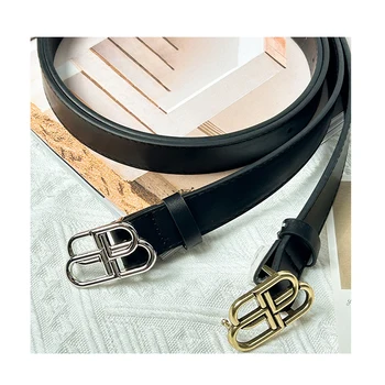 Women's Elastic PU Leather Belt Simple Retro Design Alloy Buckle Decoration Waistband Versatile Fine Girl's Belt Wholesale