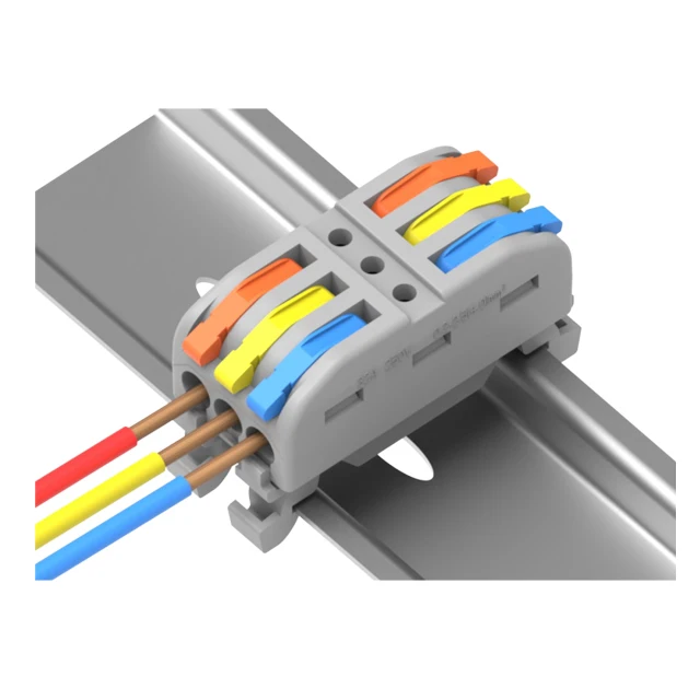 Din-rail Push Wire Connector with Lever 3 to 3 Pole Terminal Blocks