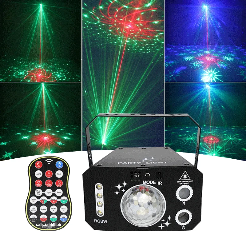 WUZSTAR New 7 Eyes Laser Discoteca Lamp RGBW Beam Projector Dj