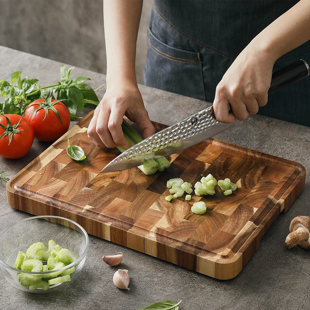XINZUO Cutting Board Meat and Vegetables - Durable Acacia Wood