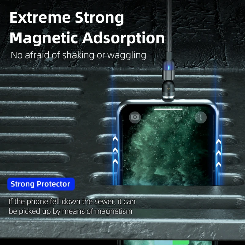 Amazon new product 3 in 1 540 degree rotate round interface mobile phone magnetic charging cable - ANKUX.COM