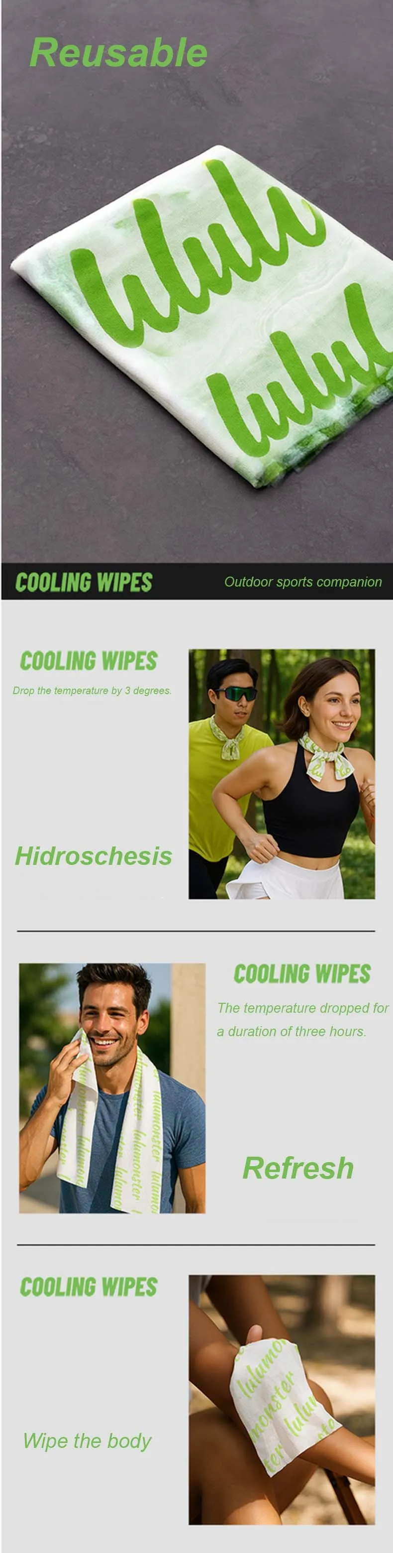 OEM Customized Individual Reusable Cooling Wet Wipes Outdoor Cleaning Wipes Jumbo Sport Wet Wipes