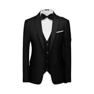 Men's Elegant Solid One Button Slim Fit 3-Piece Tuxedo Suit Set-XL Business Suits with Flat Worsted Zipper Fly Single Breasted