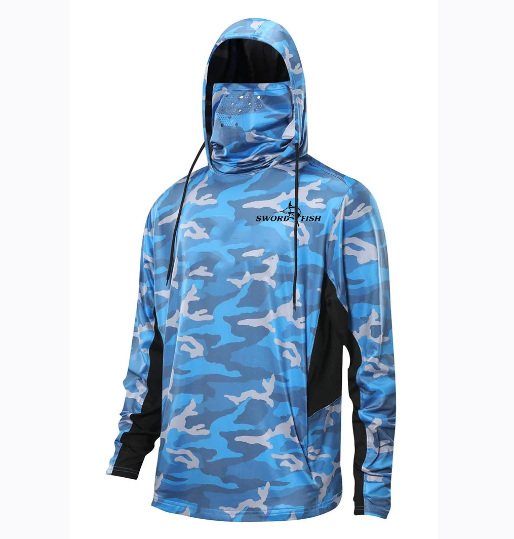 Hot Upf 50+ Breathable Fishing Hoodie Long Sleeve Camo Fishing Shirt Uv