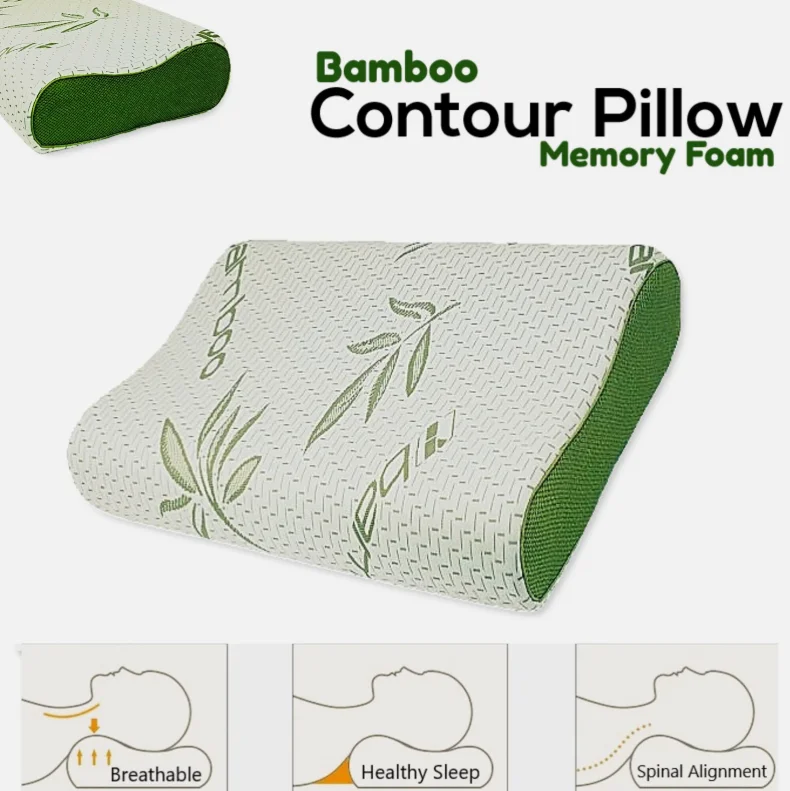 Deep Sleeping Slow Rebound Breathable Bamboo Cover Contour Neck Ergonomic Memory Foam Pillow