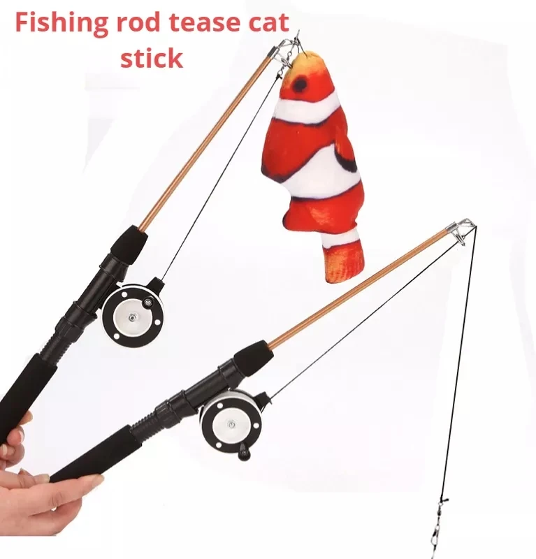 Wholesale Funny Cat Toy Fishing Rod Retractable Cat Stick Interactive