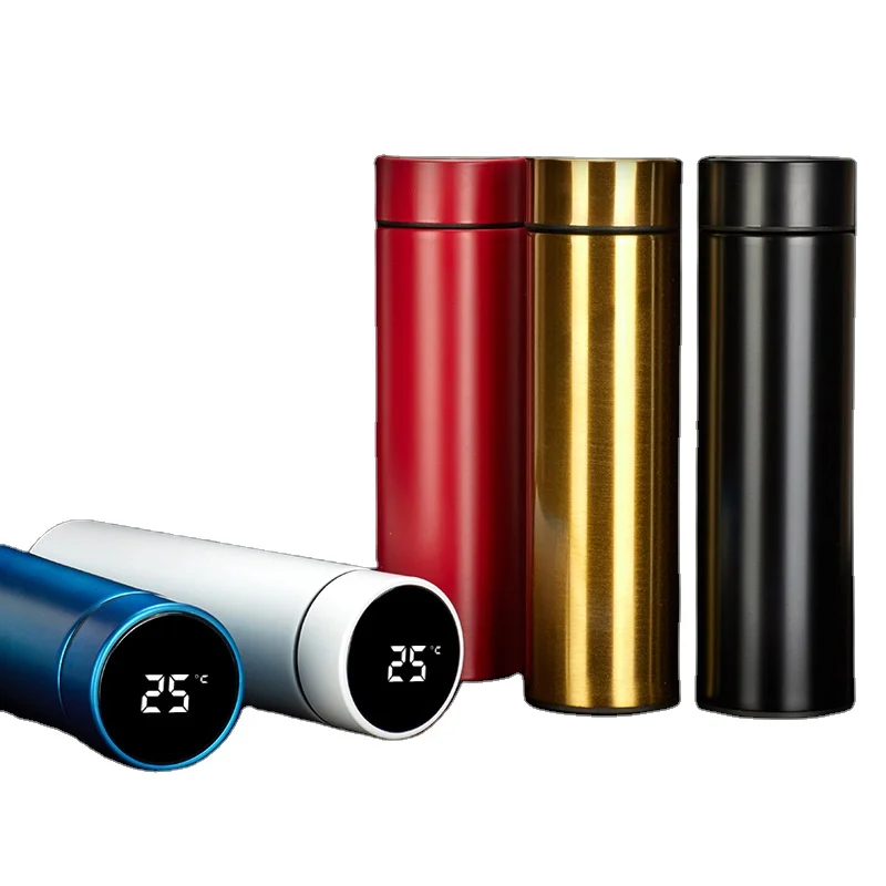 Вакуумный умный термос 17 унций с напоминанием, термос с цифровым светодиодным дисплеем температуры, чашка из нержавеющей стали, умная бутылка для воды