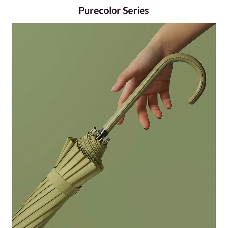 16-Spoked Fresh Style Color Scheme Curved-Handle Straight-Shaft Automatic Men’s Women’s Long-Handle Rain Umbrella Advertising preview 3