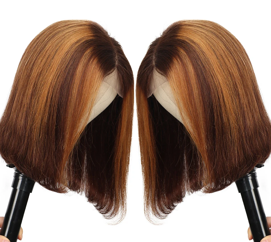 Factory Cheap Short Stretch Human Natural Hair Wigs 13x4Lace Front Color Bob Wig for Black Women Perruques Naturelles Courtes