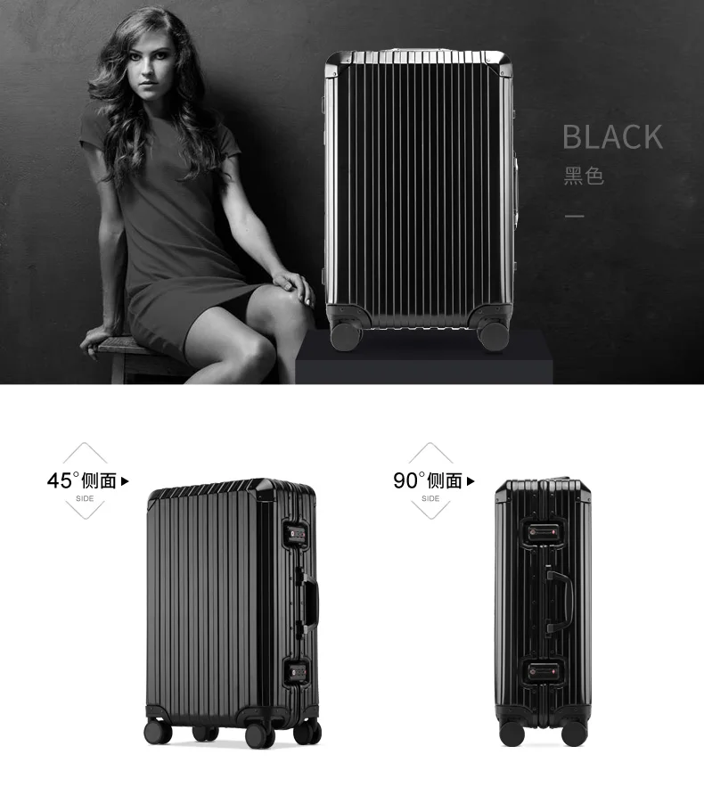 Hot Sale Aluminum Luggage Trolley Luggage Bags Unisex Spinner Aluminum