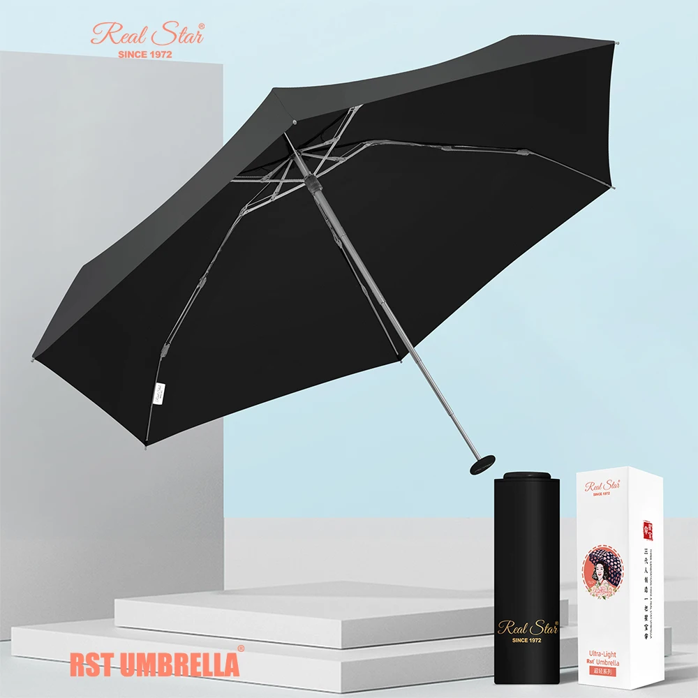 Real Star RST Light Weight New Five Fold Small High Quality Gift Umbrella Aluminum and Fiberglass Windproof Umbrella with Box
