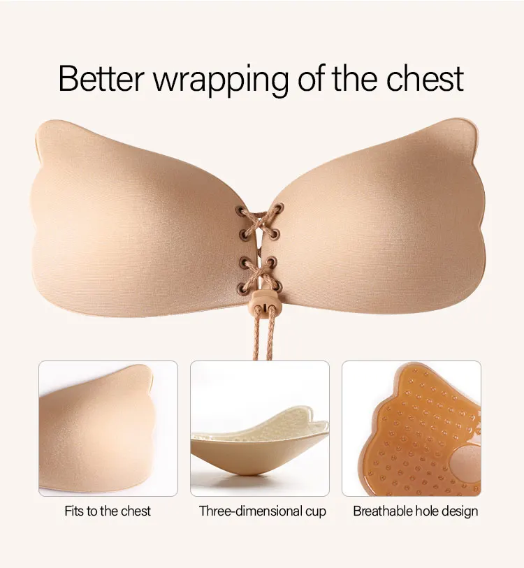 wing shape strapless push up seamless