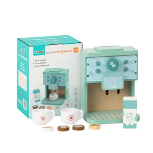 Unisex Children's Small Wooden Kitchen Set Includes Coffee Machine Educational Pretend Play for Preschool Kindergarten Girls