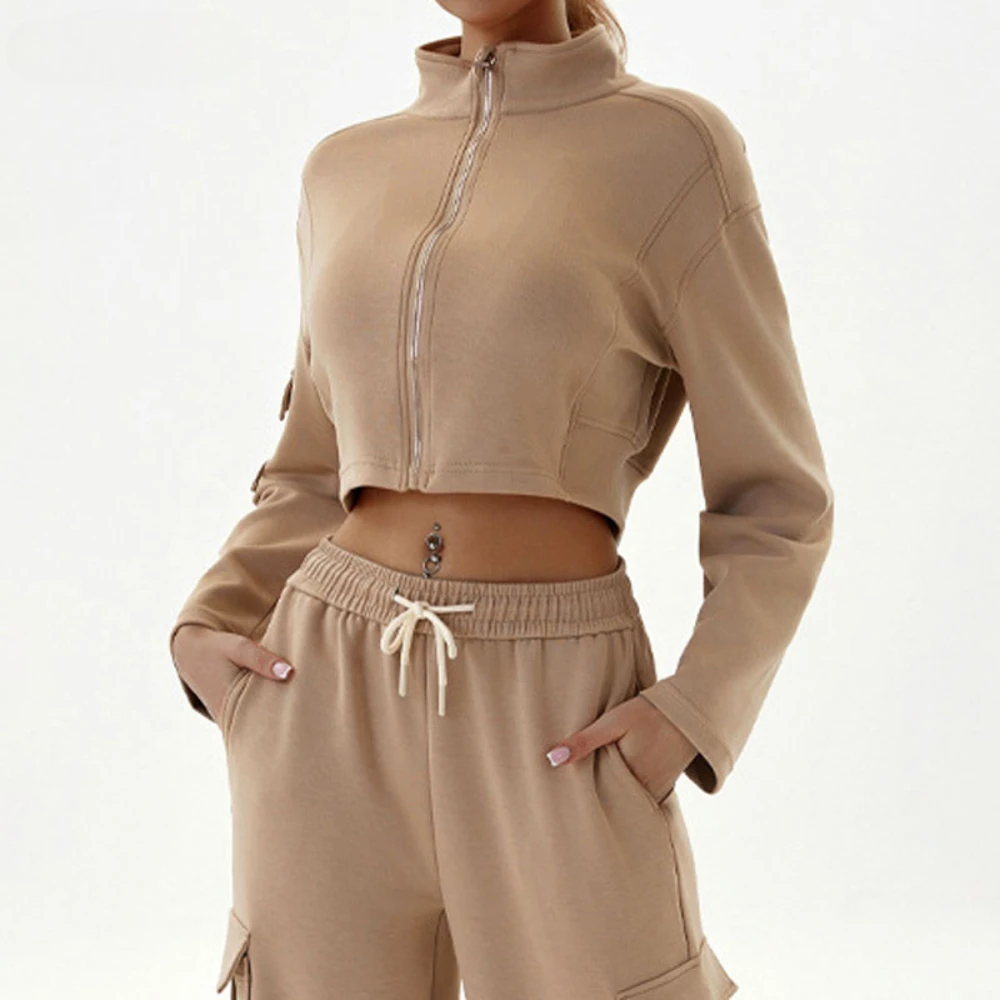 Women's Sports Top with Stand up Collar Autumn Fitness