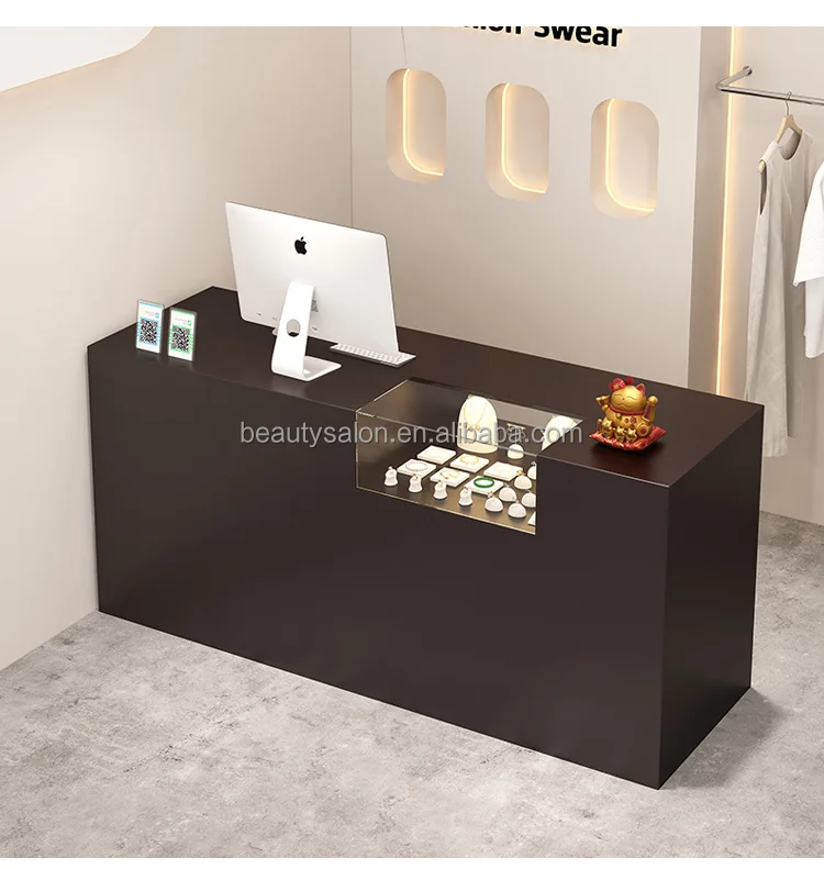 Luxury Front Desk Counter Reception Modern Metal Movable Hotel Beauty ...