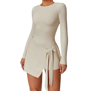 Custom High Quality Two-in-One Slim Fit Tennis Dress with Anti-Slip Sexy Split U-Back Sports Design Tie-Up Waist