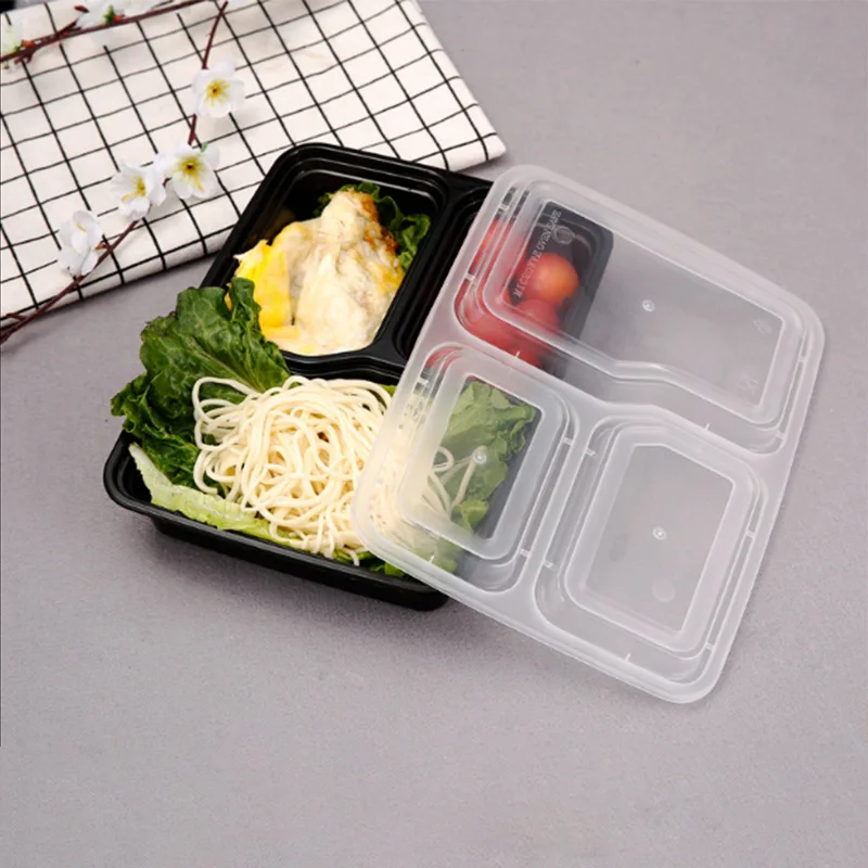 3 Compartments Microwave Plastic Takeaway Meal Prep Pp Disposable Food ...