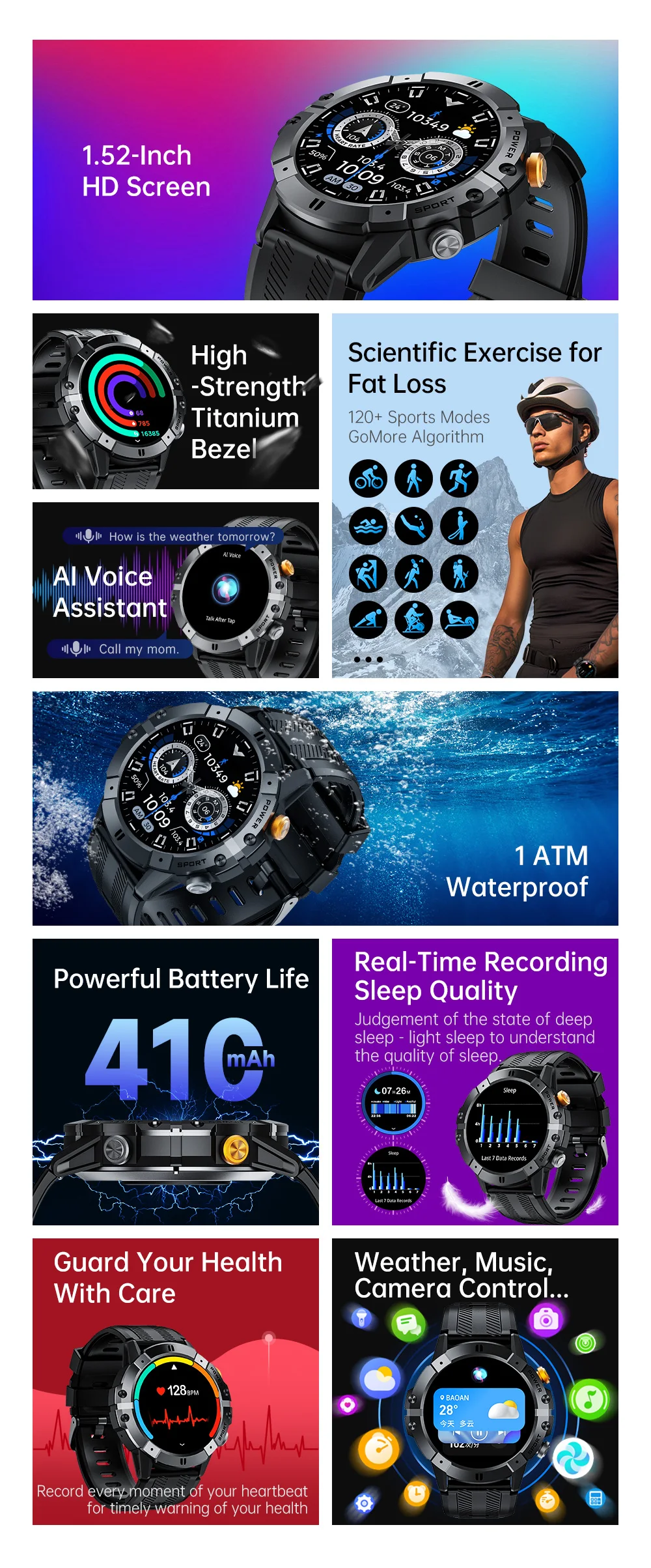 Chinese factory supplier supply 2025 C29 Smart Watch 1.52inch Sport Bt Call Blood Pressure Monitoring 1atm Waterproof Relojes Smartwatch For Men - Buy Smart Watch With Heart Rate Monitor waterproof Strapless Wristband Heart Rate Monitor smart Bracelet Health Sleep Monitoring relojes Smart Watch