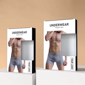 Eco-Friendly Custom Gift Box for Men's Underwear Recycled Materials Glossy Lamination Embossing for Lingerie Packaging