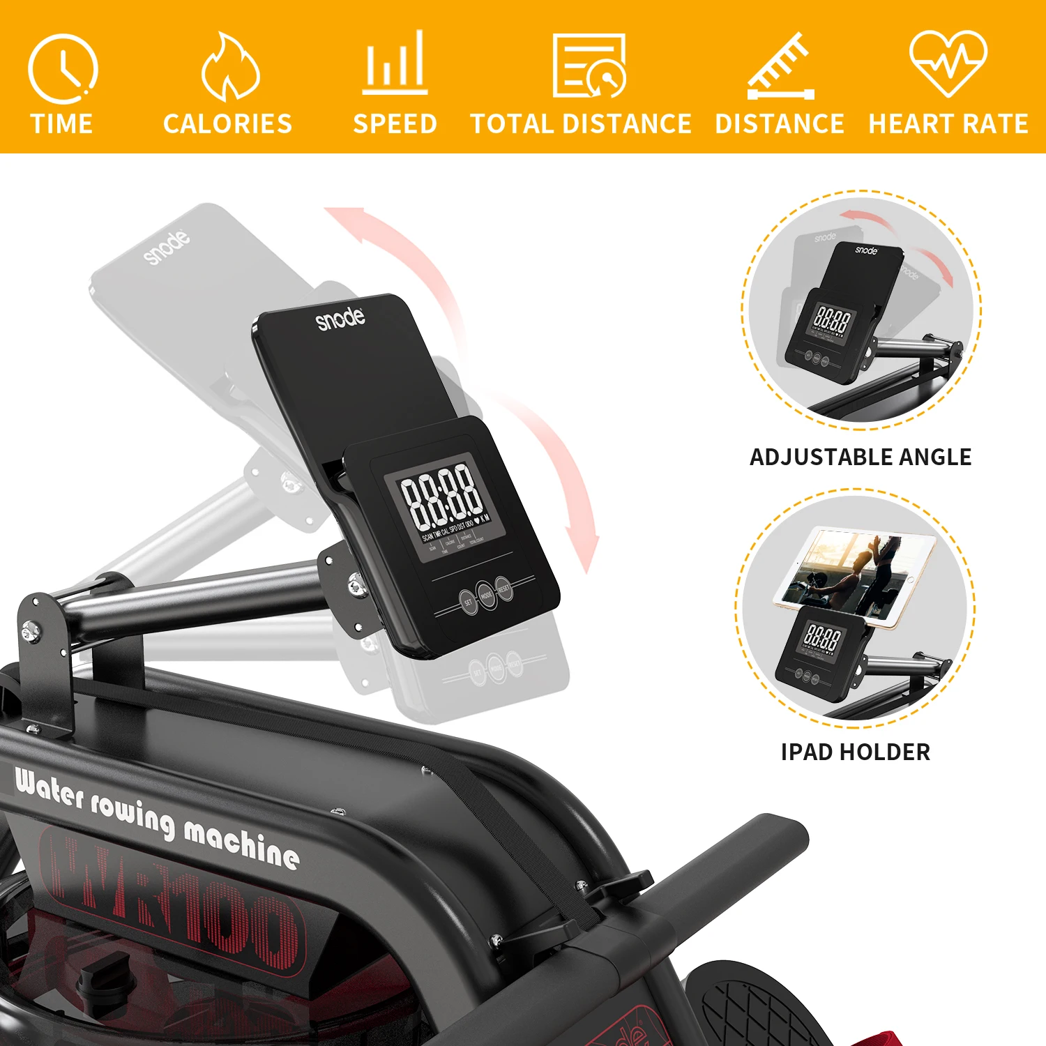 Snode WR100 Custom Water Rower Iron Water Resistance Home Gym Fitness Equipment for Home Use