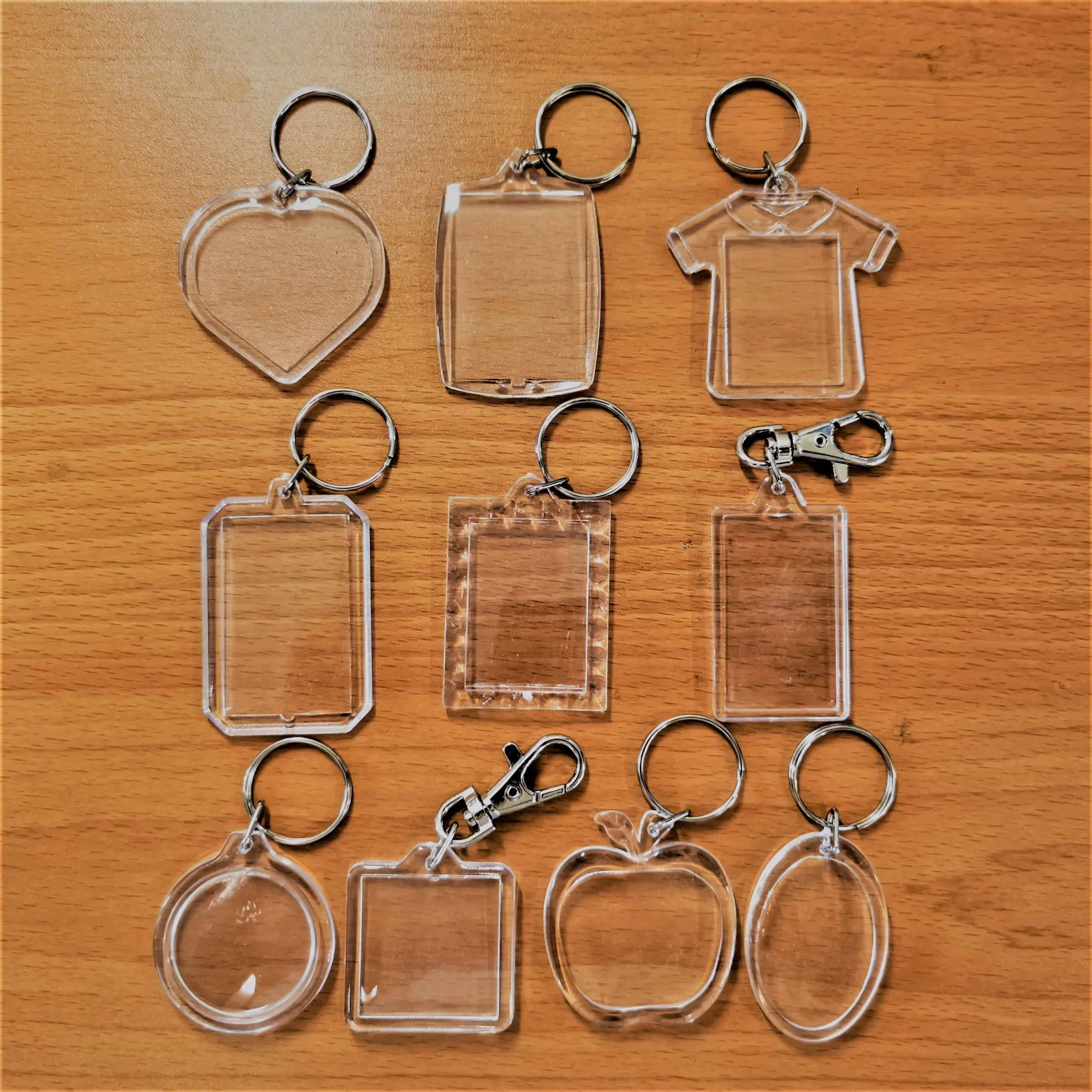 1-20 Keyring Key Ring Picture Frame Blank Acrylic Photo Keychain Transparent