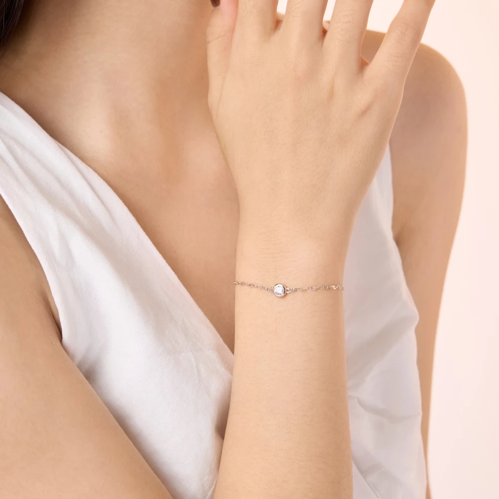 KAKODIY Exquisite Simple Design Jewelry 925 Sterling Silver Rhodium Plated 18K Gold Plated Lip Chain Round 5A Zirconia Pendant Bracelet Women detail 6