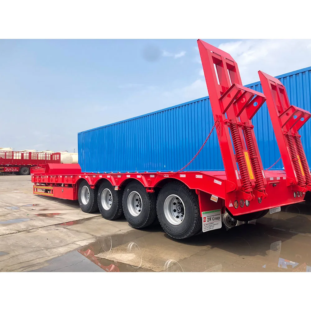 3 4 Axles Extendable Gooseneck Lowboy Semi Trailer 40-120ton Hydraulic Flat Bed Loader Platform Drop Deck Lowbed Truck Trailer