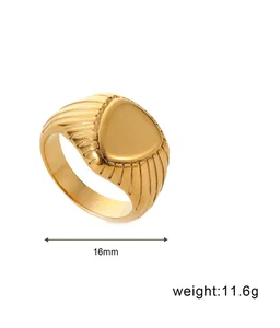 Loftily Love Stainless Steel Gold Plated Square Face Ring Classic Wedding Engagement Anniversary Gift Jewelry for Women & Men