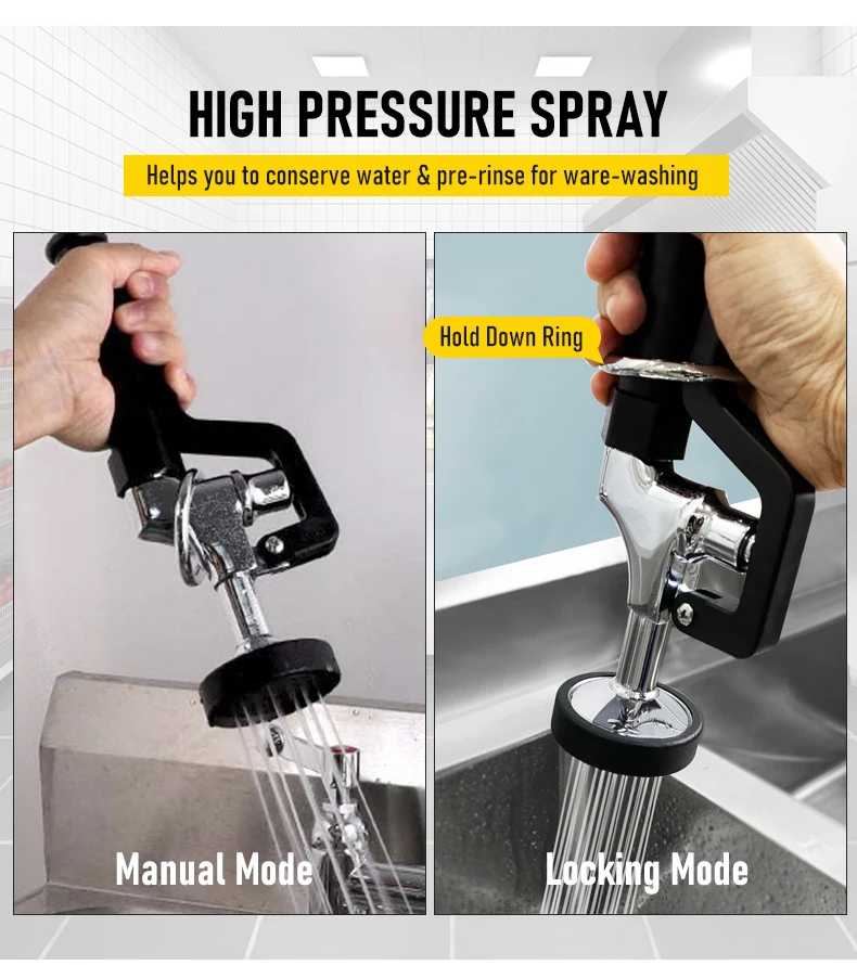 Wall Mounted Commercial Kitchen Faucet Classic Flexible Dual Handle Stainless Steel Chrome EasyInstall Pre-Rinse Brass Valve factory