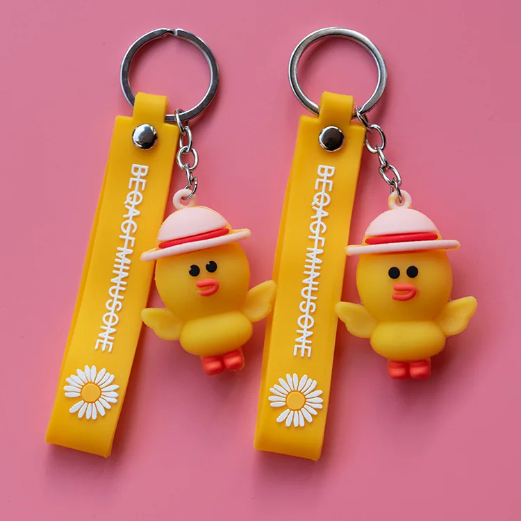 Popular Cute Cartoon Mini Portable Duck Keychain Fashion Rubber Animal