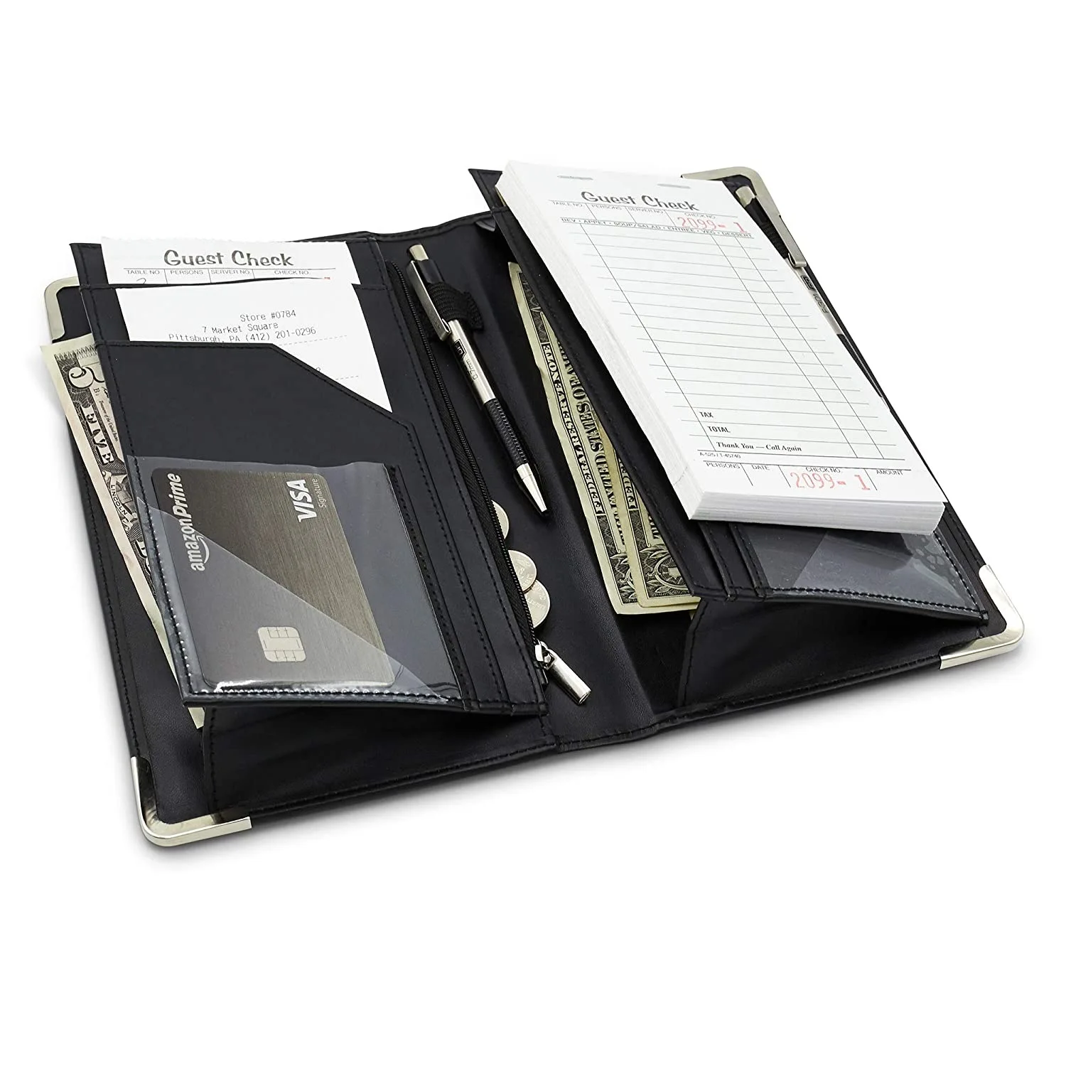 Server Books for Waitress Guest Book Note Pad Cute Pocket Money Organizer  Wallet Cash Check Bill Receipt Holder Presenter