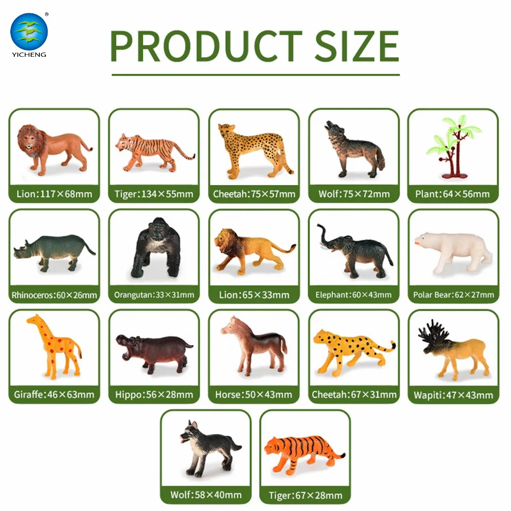 2022 Yicheng New Popular Cheaper Farm Animal Model Toy 30 Pcs Plastic Forest Animals Toys Wild Animals Toy for Kids