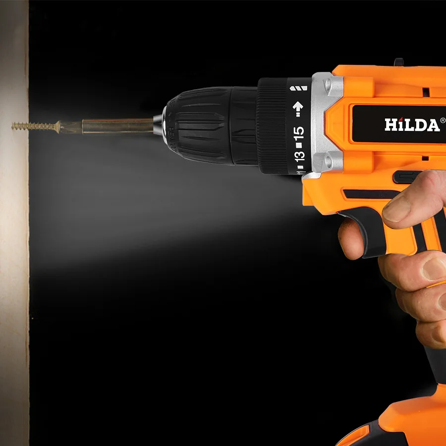 Hilda 21V Power Drills Set Hand Drilling Dril Machine Impact Driver Cordless Charging Electric Drill