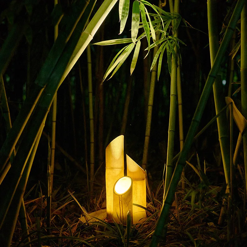 Bambus stumpf Lampe Harz Verstrkte Landschafts beleuchtung Riss  Installieren Sie leuchtende Bambus lampe Dekoration Garten Rasen leuchten