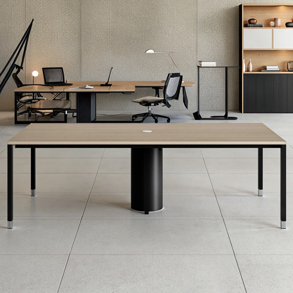 Executive Meeting Table Cable Management System Modern Office Furniture Wood Top Heavy Duty Work Surface Storage Drawers 6