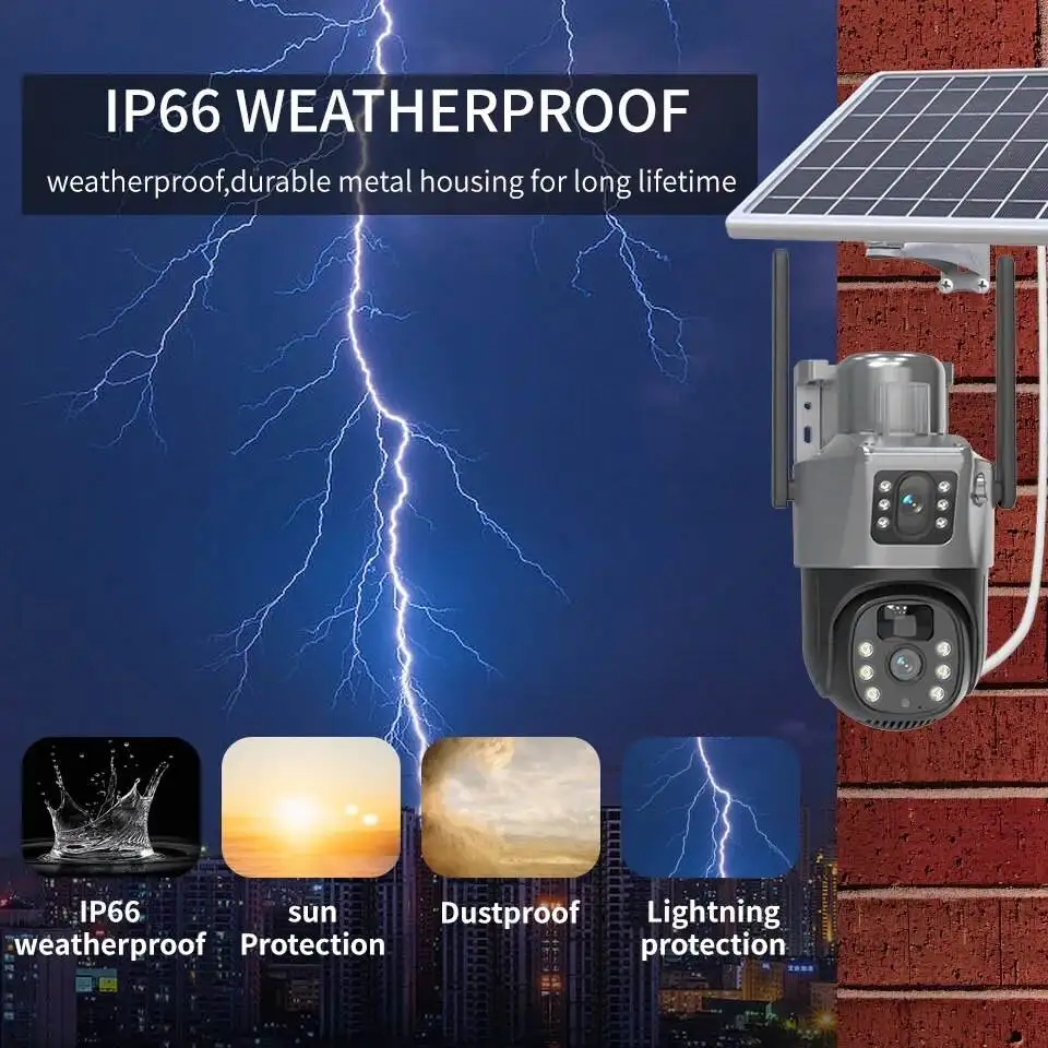 EseeCloud App 6MP Solar Panel Power IP Camera PIR WIFI 4G Security Camera Waterproof Outdoor GSM SIM Card Network Camera