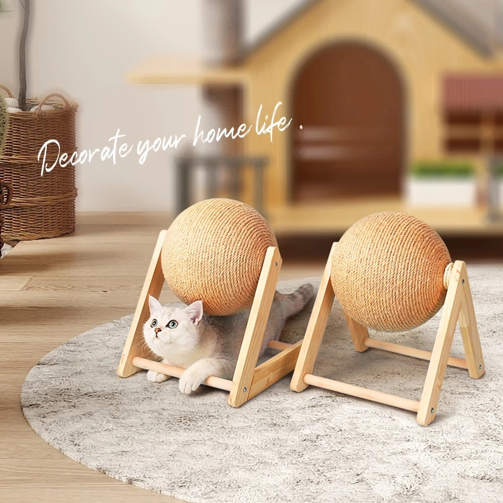 Cat Scratch Board Wooden Cat Scratch Ball Scratch Resistant Cat Toy factory