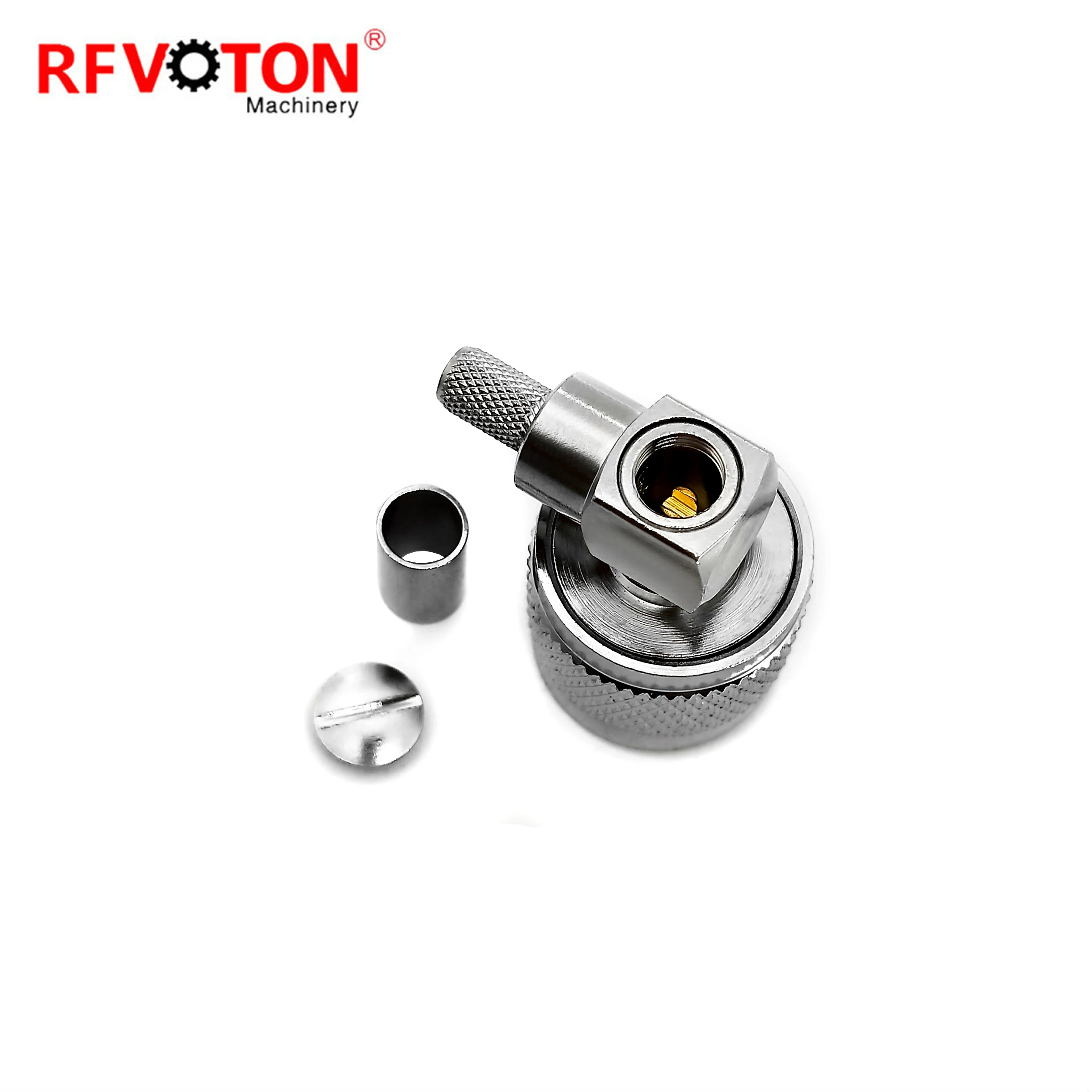 RF connector UHF type male pin RA right angle 90 degree waterproof (EZ) crimp  for RG58 LMR195 RG400 RF coaxial cable plug details