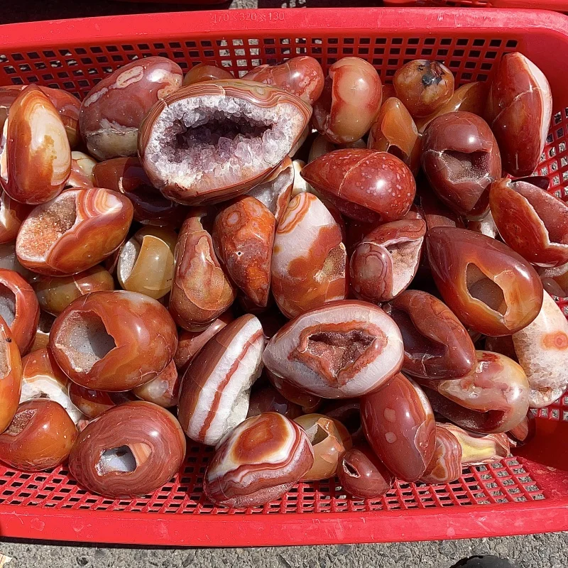 Natural Red Carnelian Egg Druzy Crystal Craft For Healing & Decor