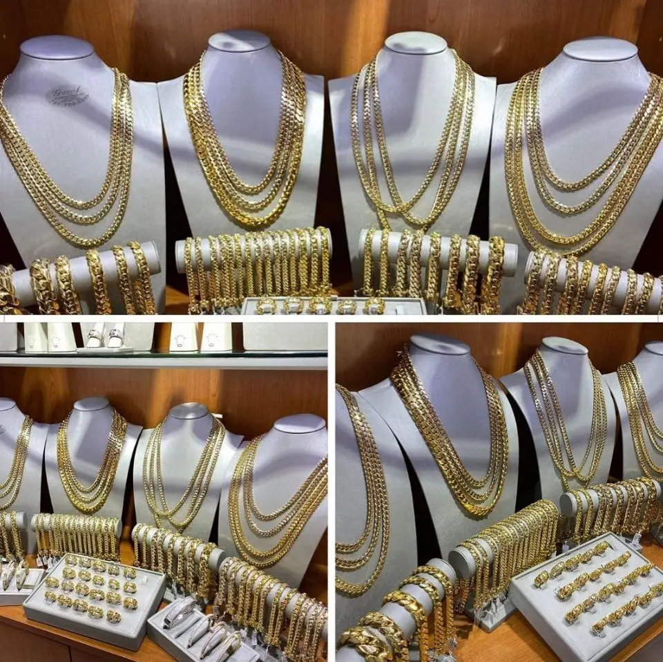 Pure Solid Gold Statement Necklace Real Gold Chains 10k 14k