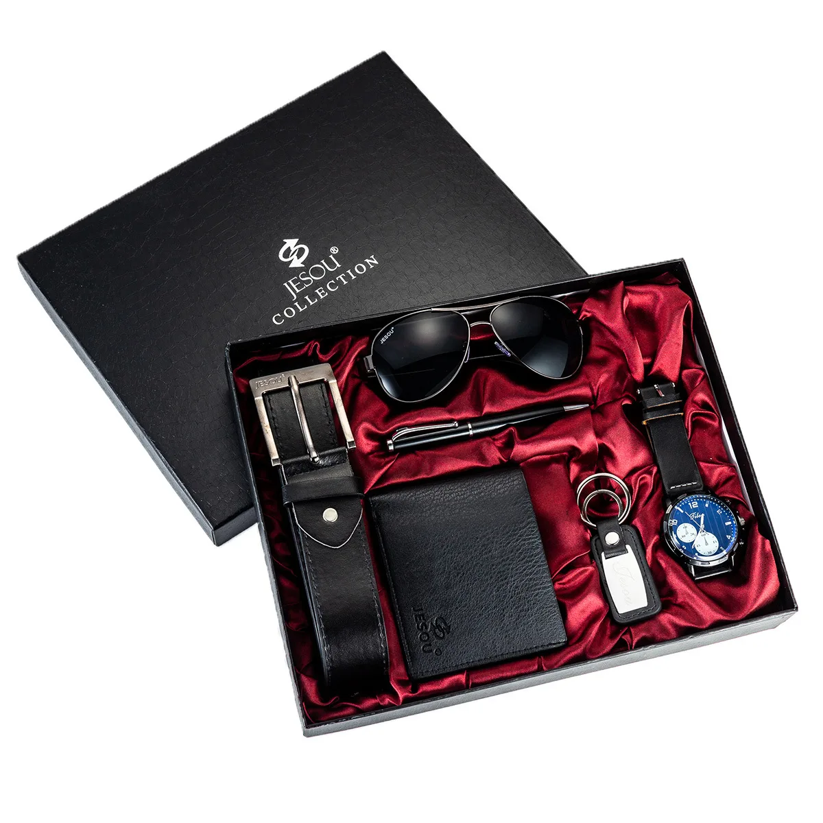 Hot Selling XSVO Watches Set Fashion Men's Gift Set Watch Belt Glass Wallet Keychain Pens 6-Pieces Birthday Gift Anniversary