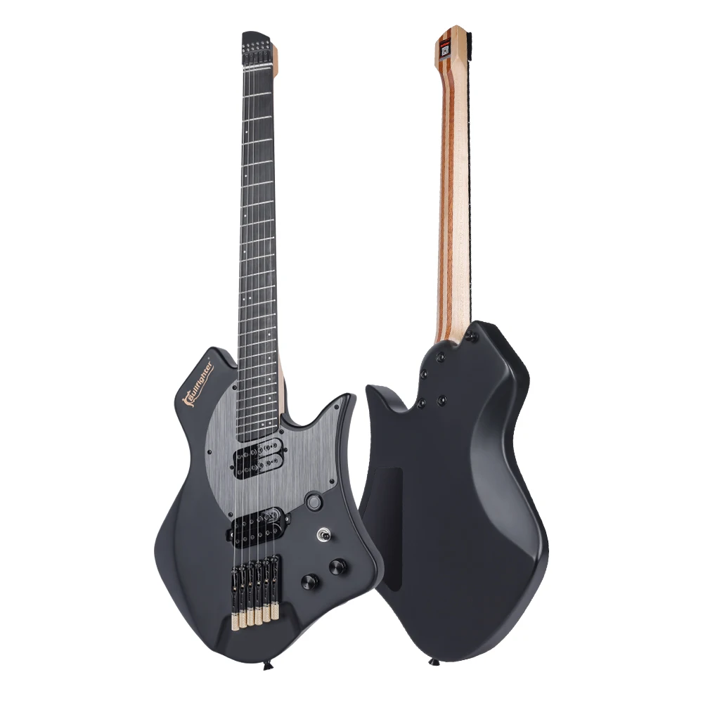 Bullfighter D-350 Headless Electric Guitar, Matte Black Okoume